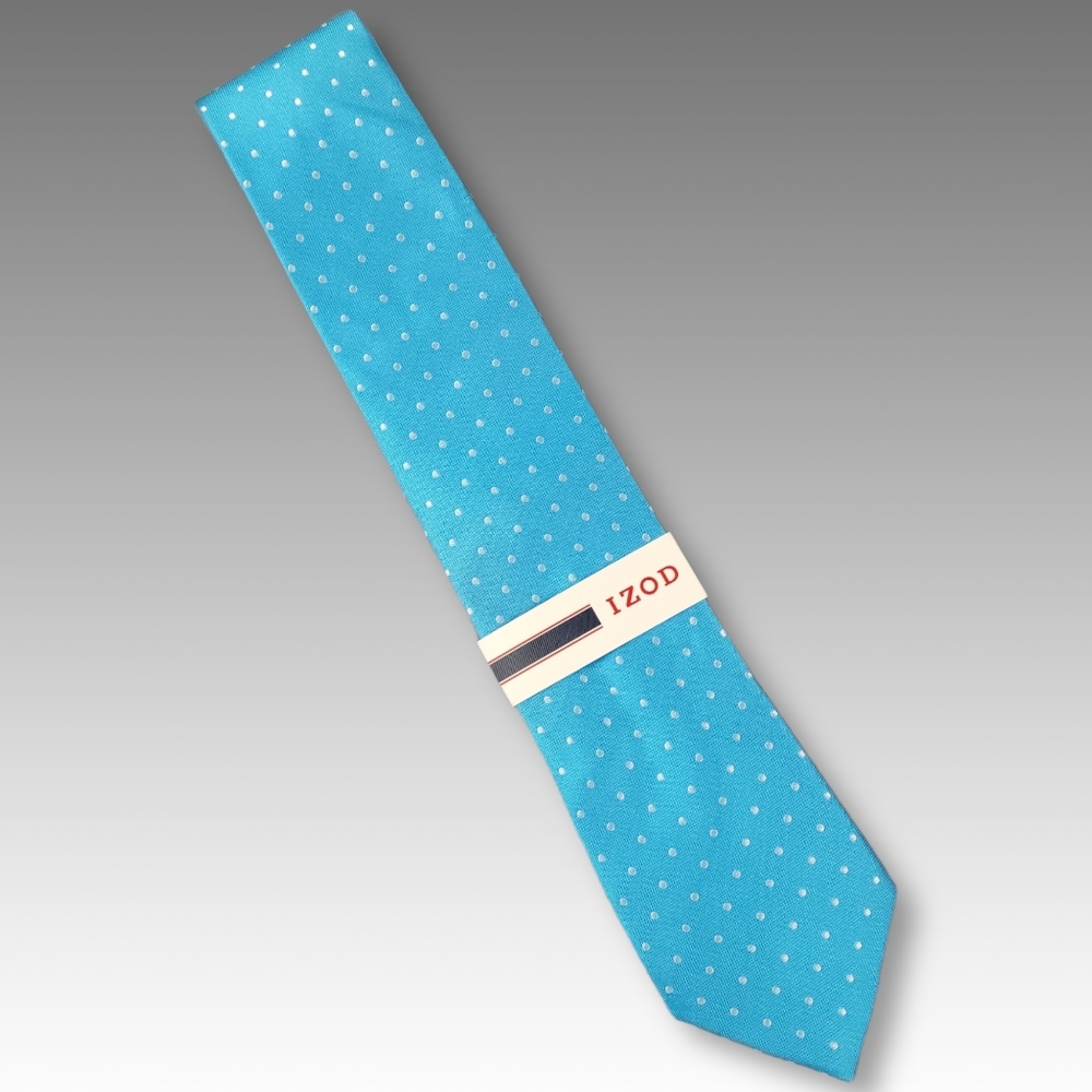 IZOD Polka Dot Necktie Mens Turquoise Classic Silk Dapper Accessory OSFA
